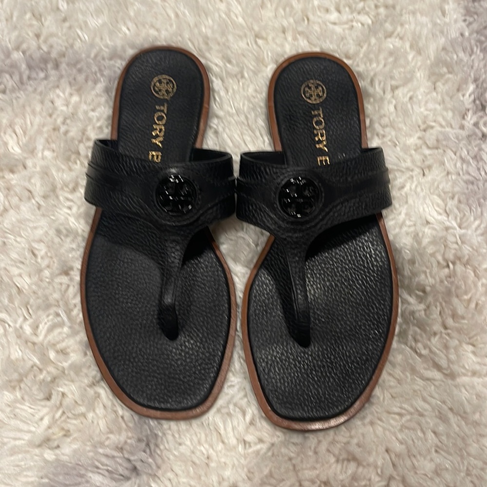 Black leather Tory Burch sandals